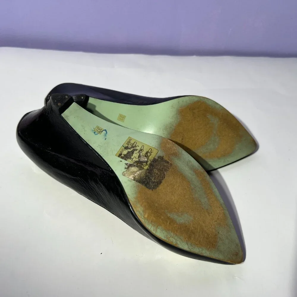 Irregular Choice wedge heels cute bow retro 6.5 shiny black - Picture 5 of 6